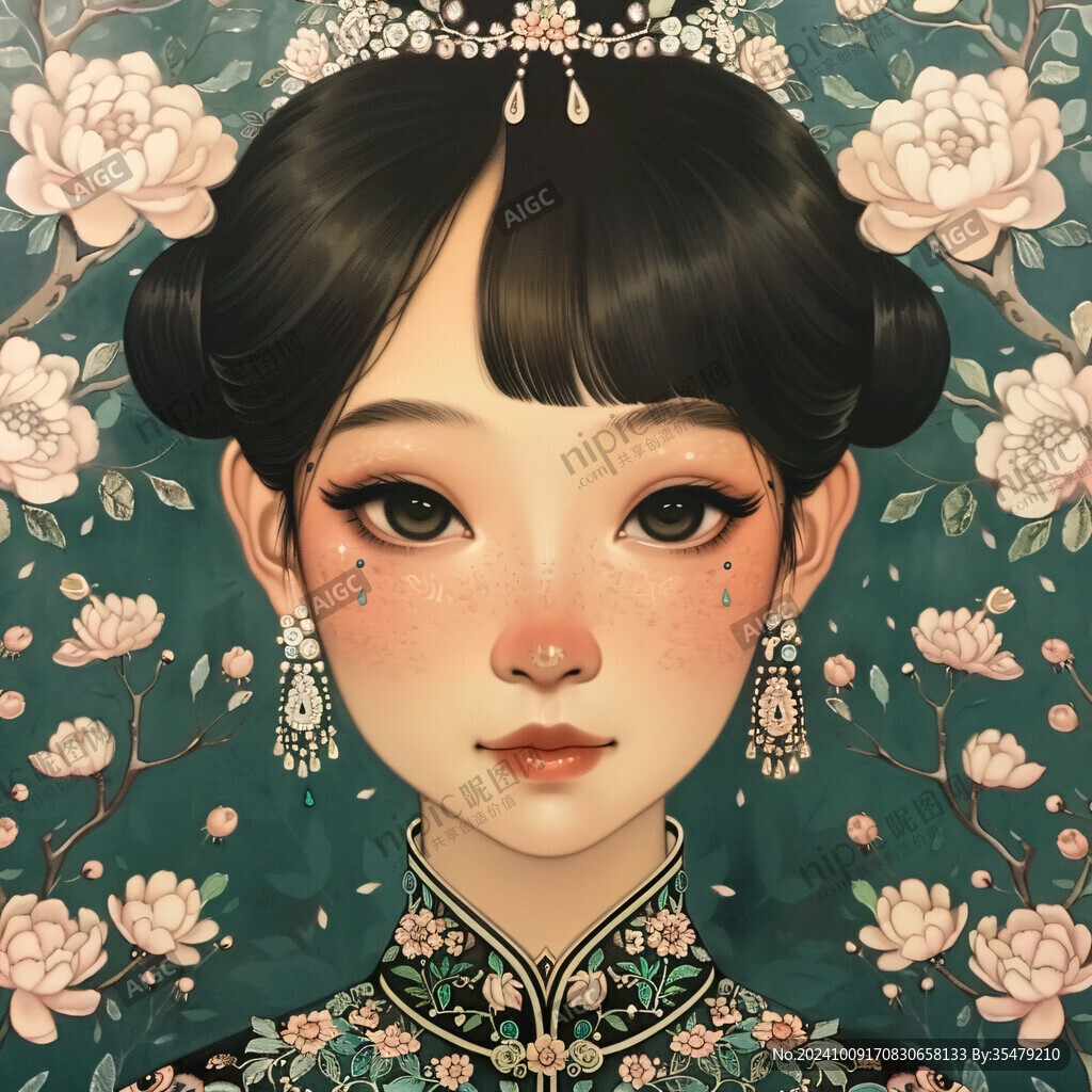 民國風美妝插畫