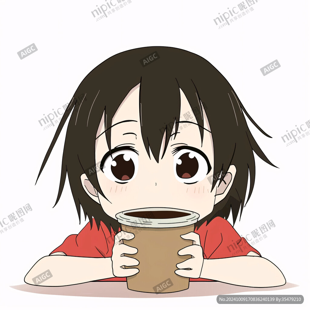 二次元女孩喝奶茶