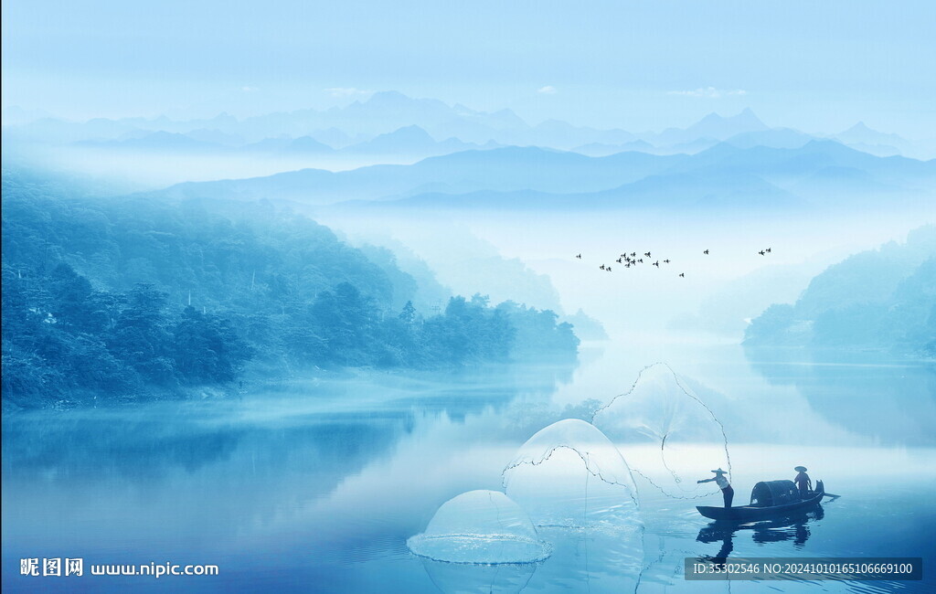 新中式水墨畫背景