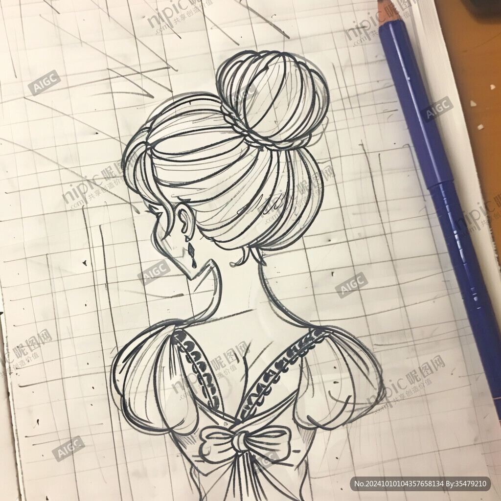 線條畫女生