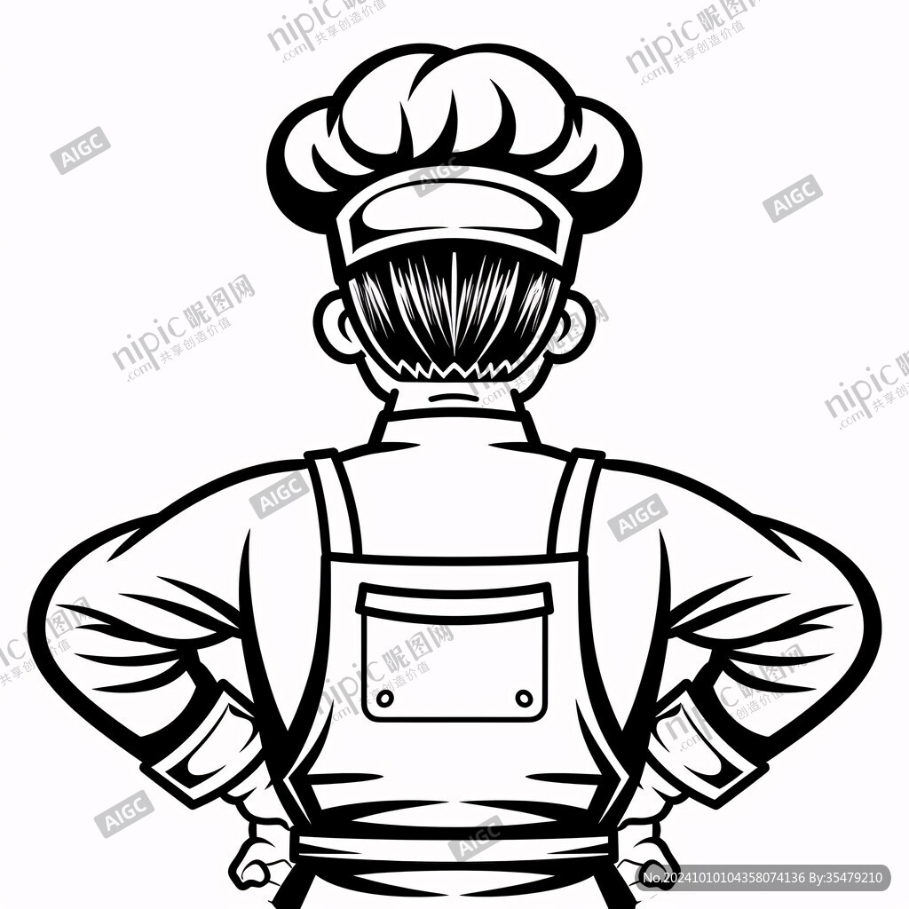 手繪女廚師