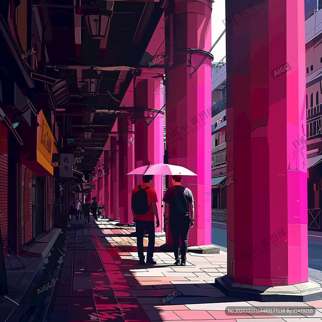 粉色城市街道