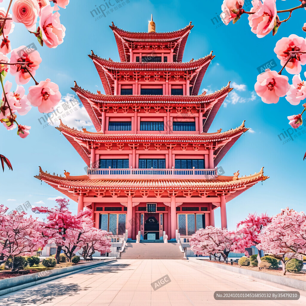 春天樓臺亭閣