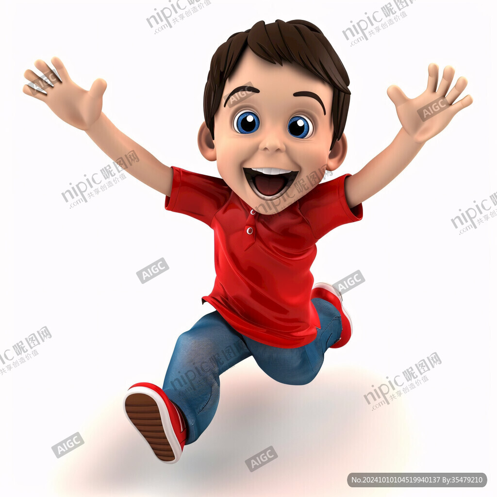 跳躍的卡通小孩