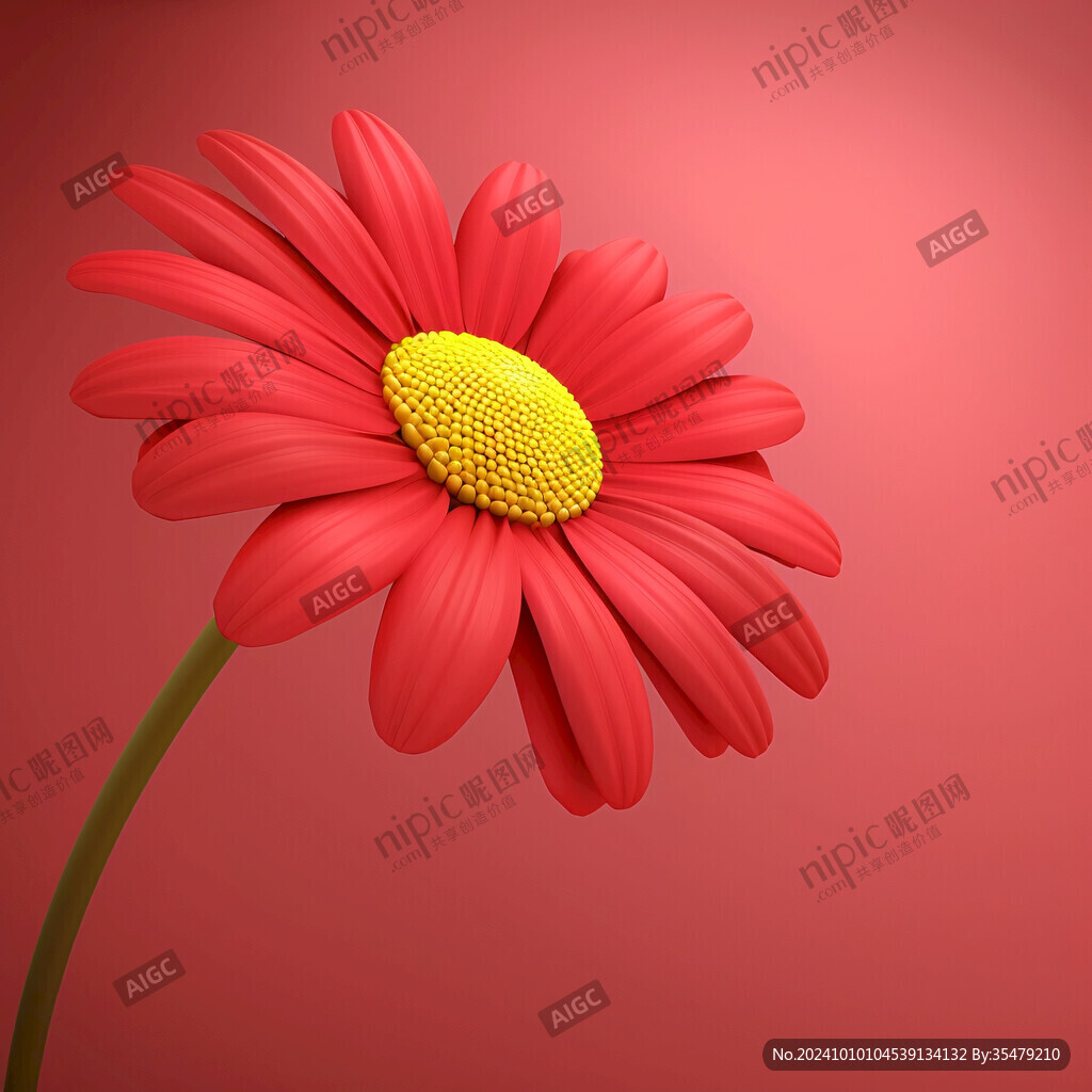 3d紅色花