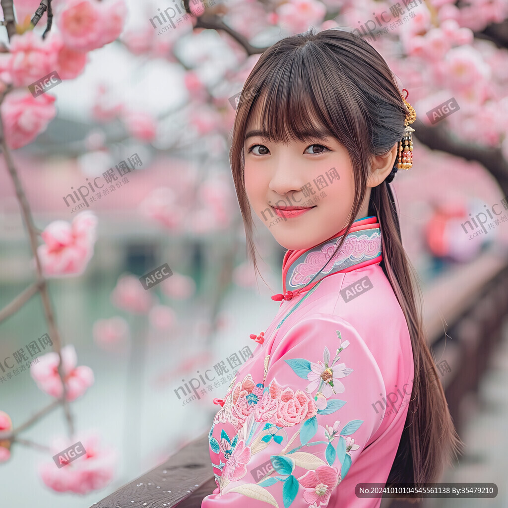 穿粉色唐裝的女孩