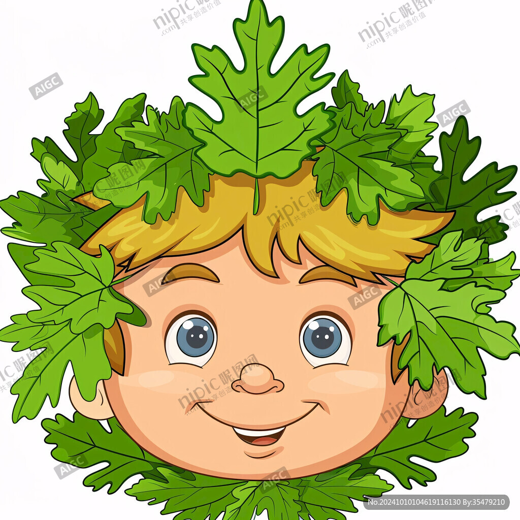 卡通樹葉男孩