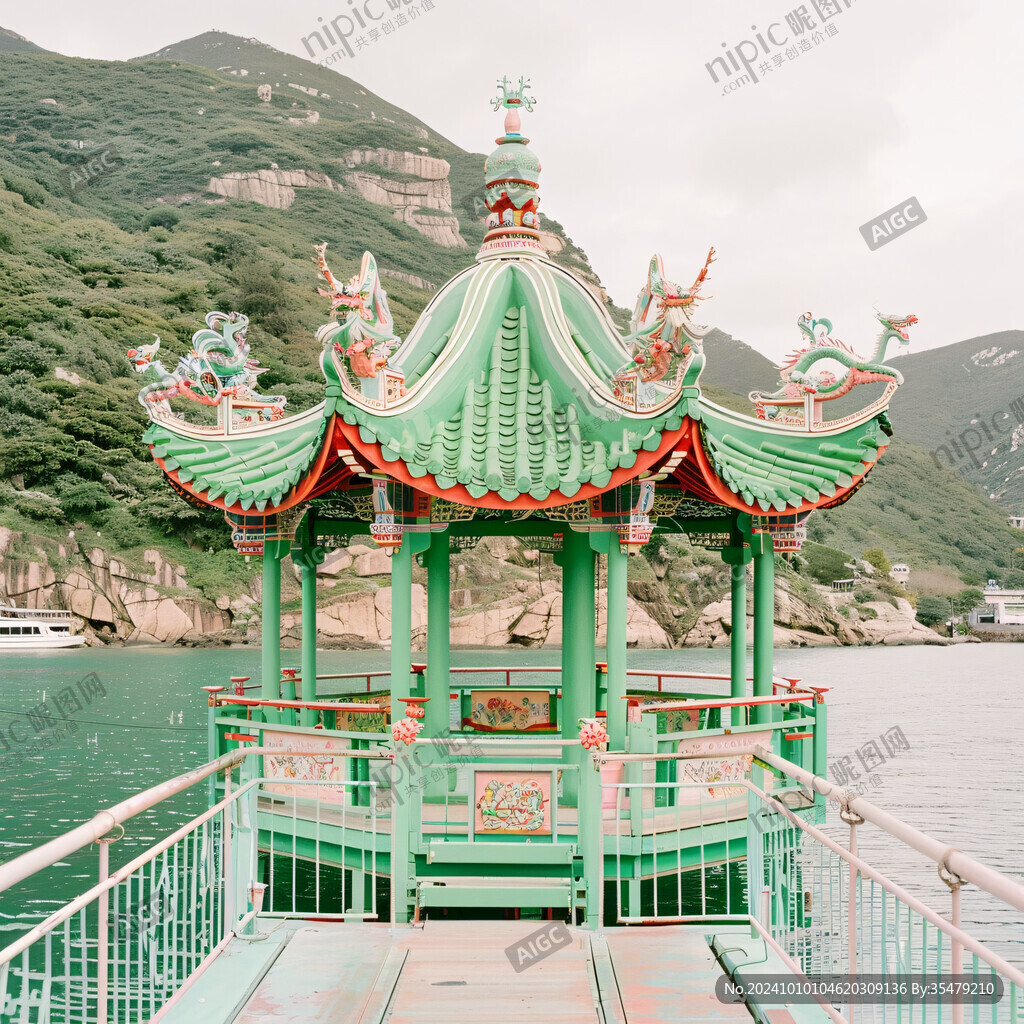 游船上的亭子