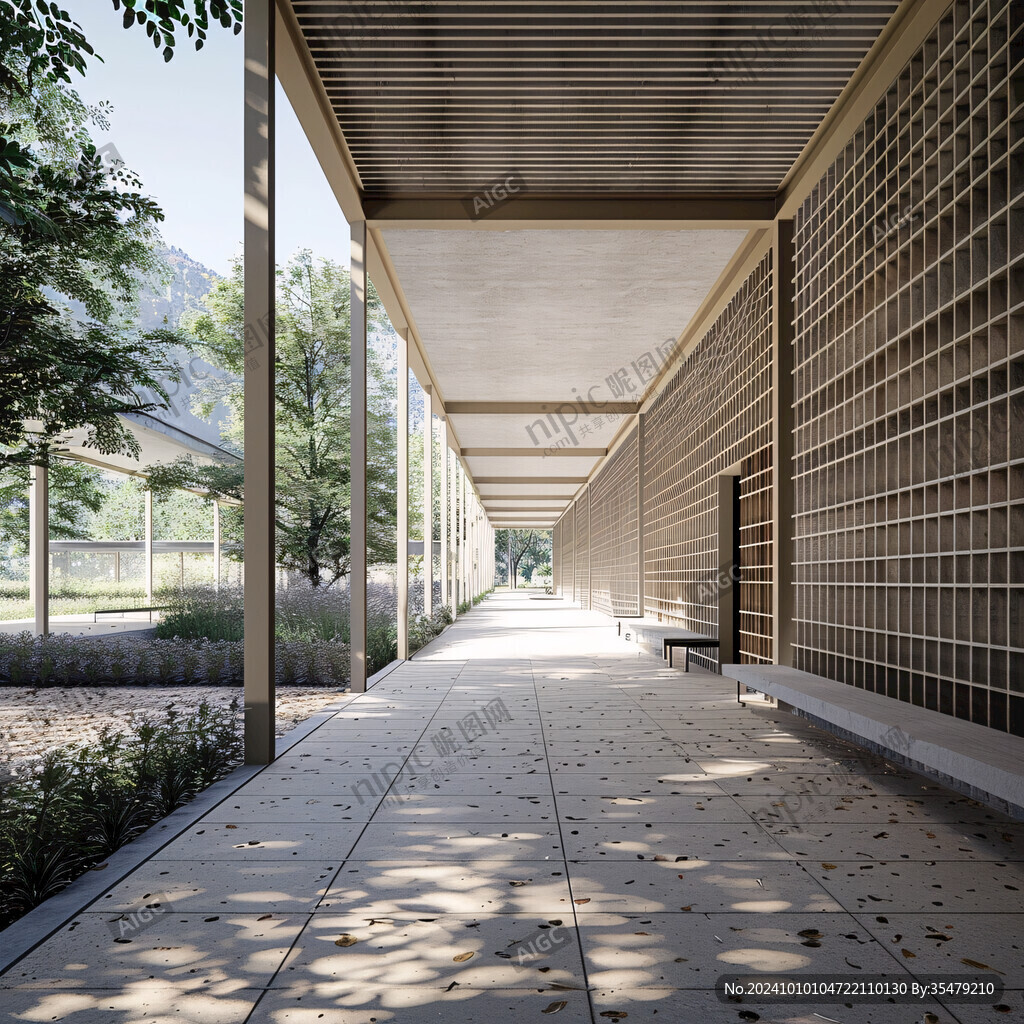 日式建筑庭廊