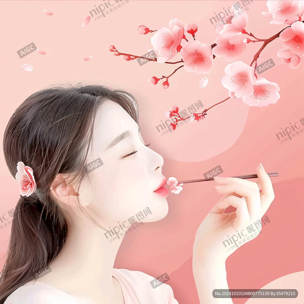 桃花美人插畫