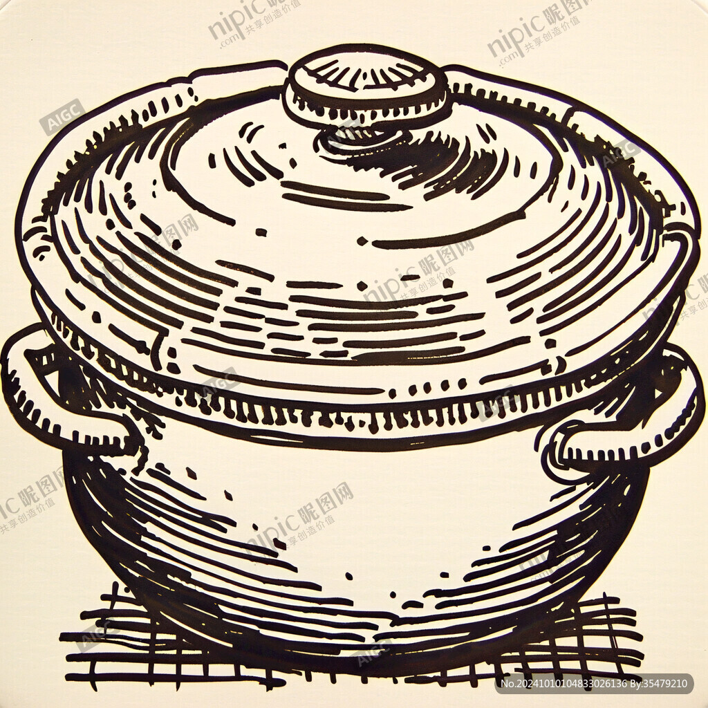 蒸籠線描圖