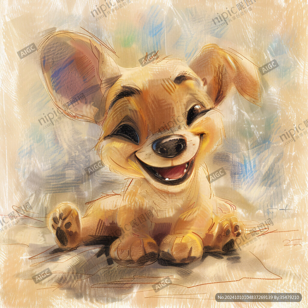 開心小狗插畫