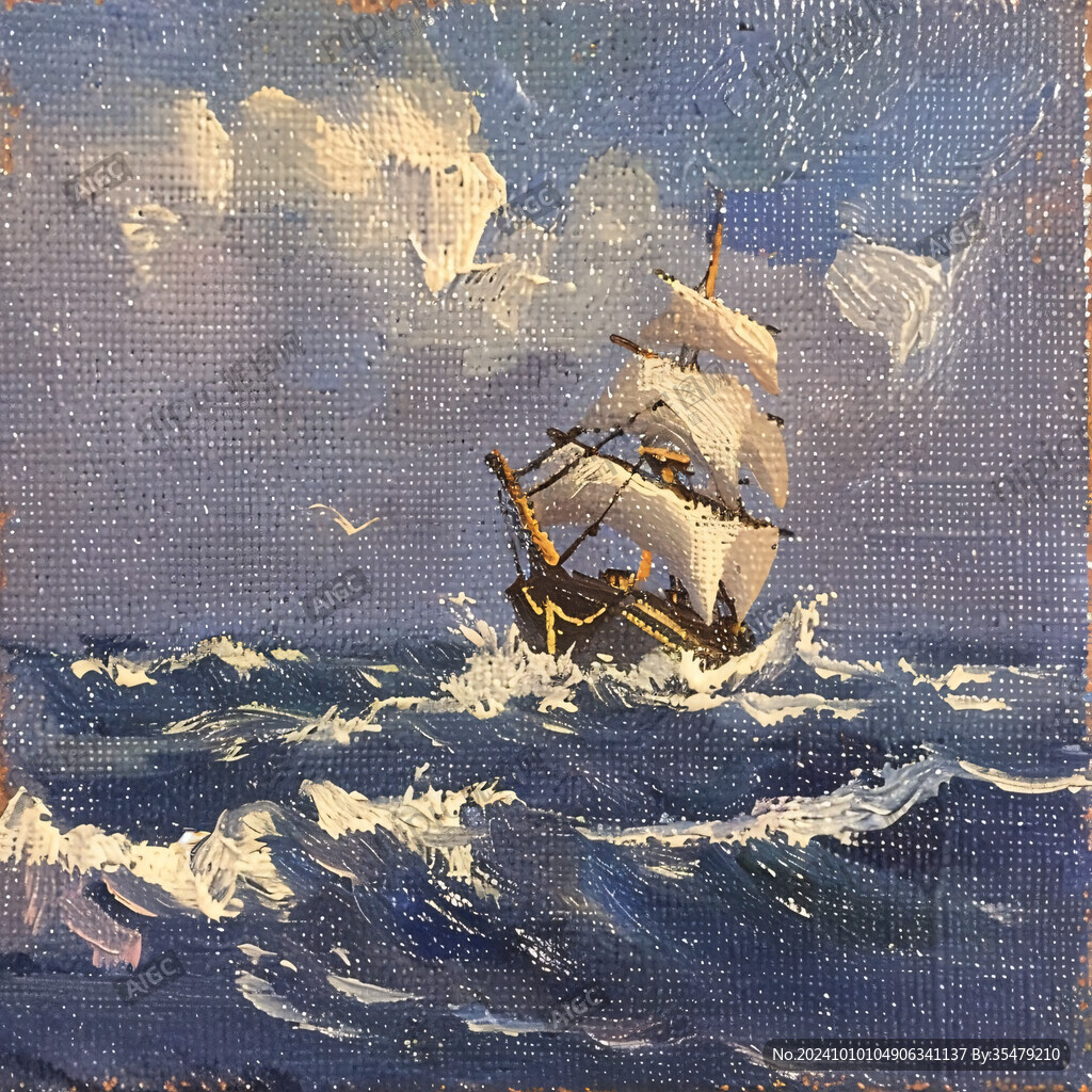 海上航行油畫