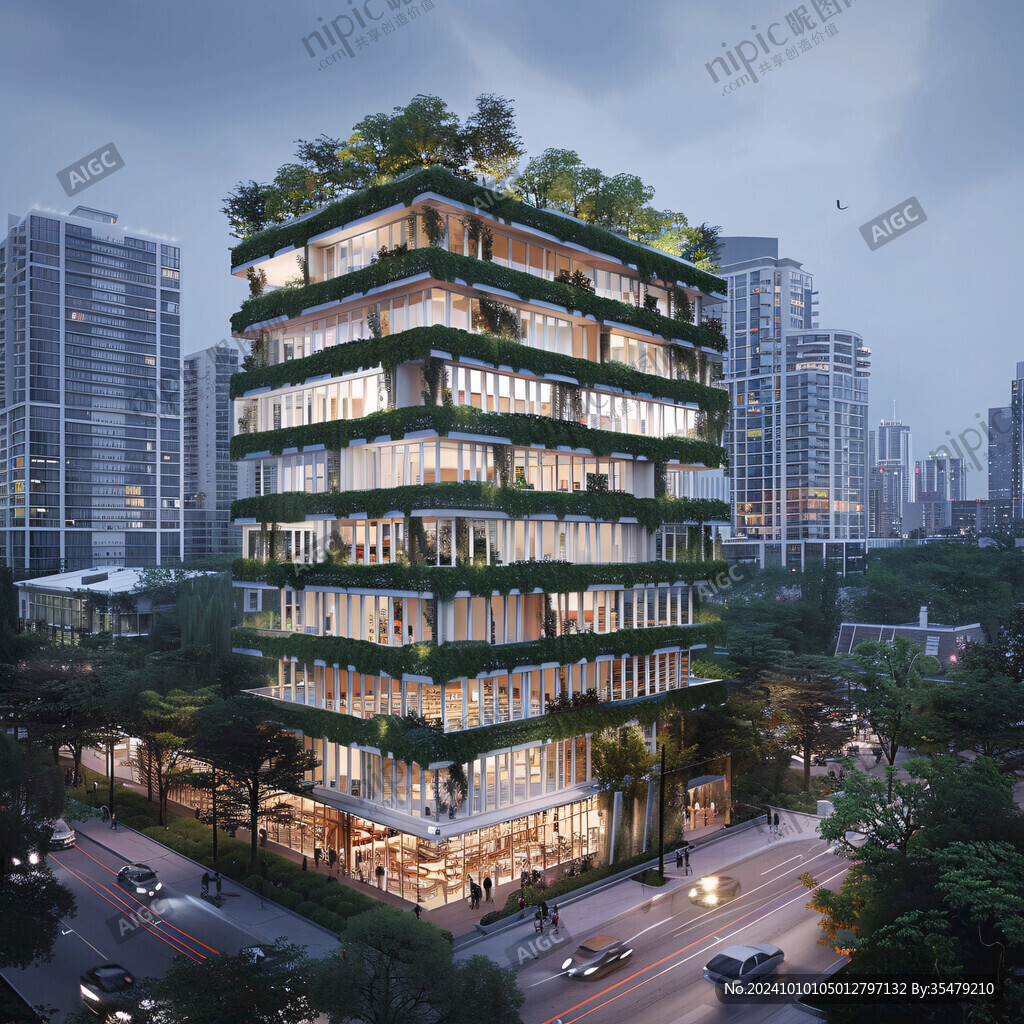 綠植樓房建筑