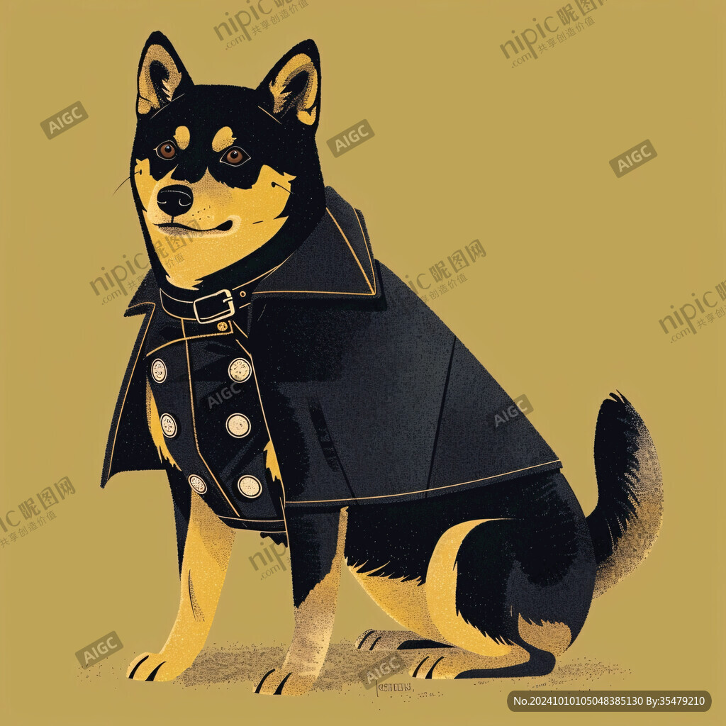 黑色卡通柴犬