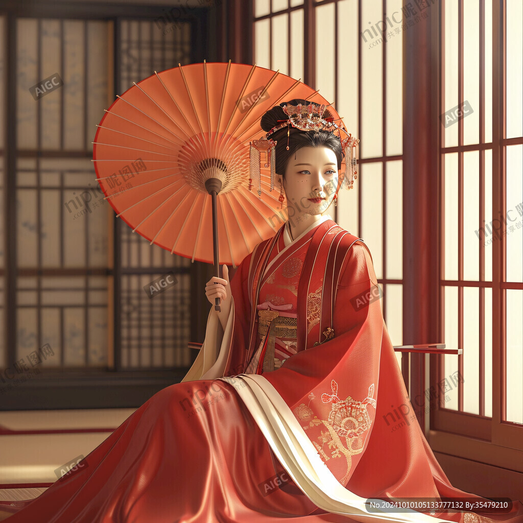 紅色古裝少女