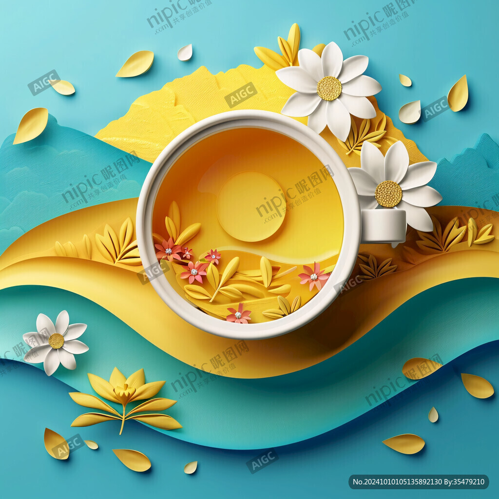 菊花茶插畫
