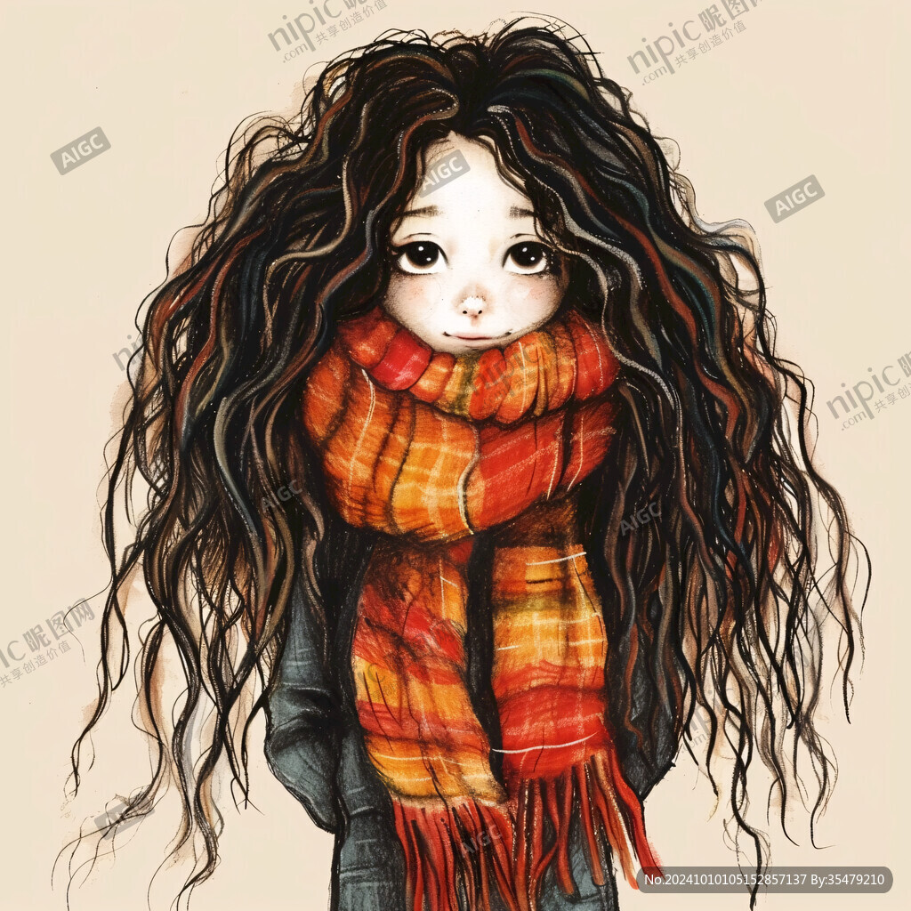 長(zhǎng)發(fā)女孩插畫