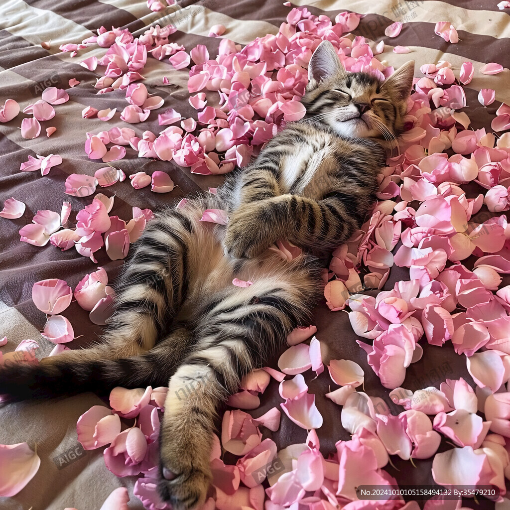 貓咪與鮮花