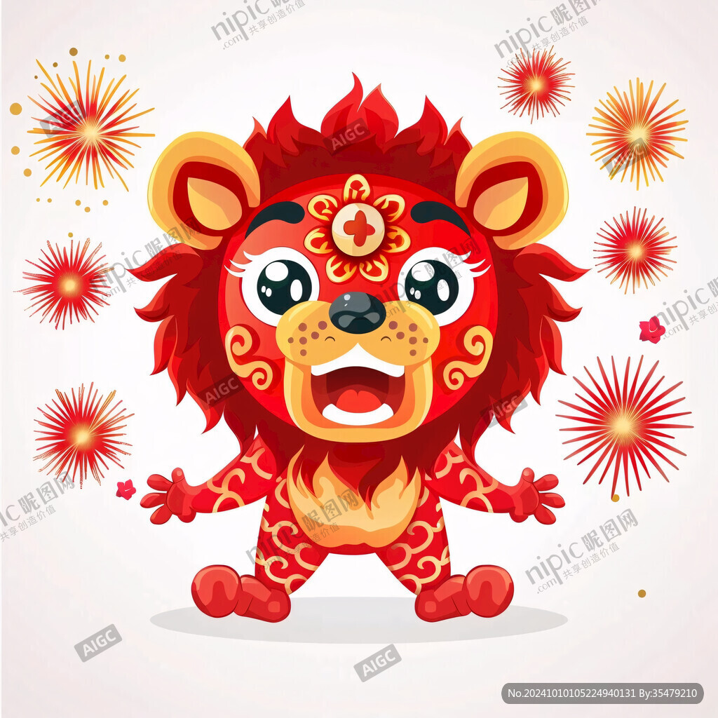 虎年卡通舞獅