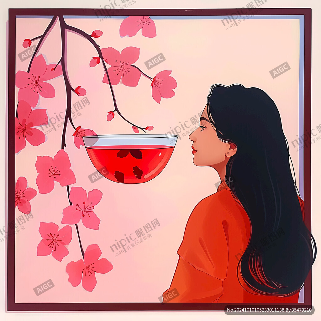 紅酒女孩宣傳插畫