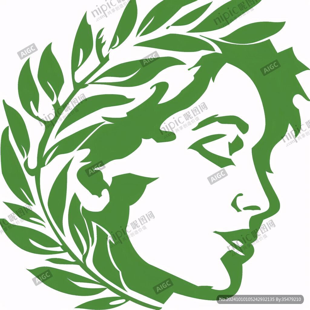 女人頭像綠葉logo