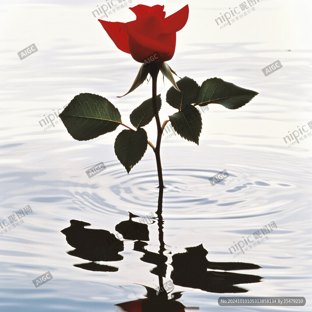 水中倒影玫瑰花