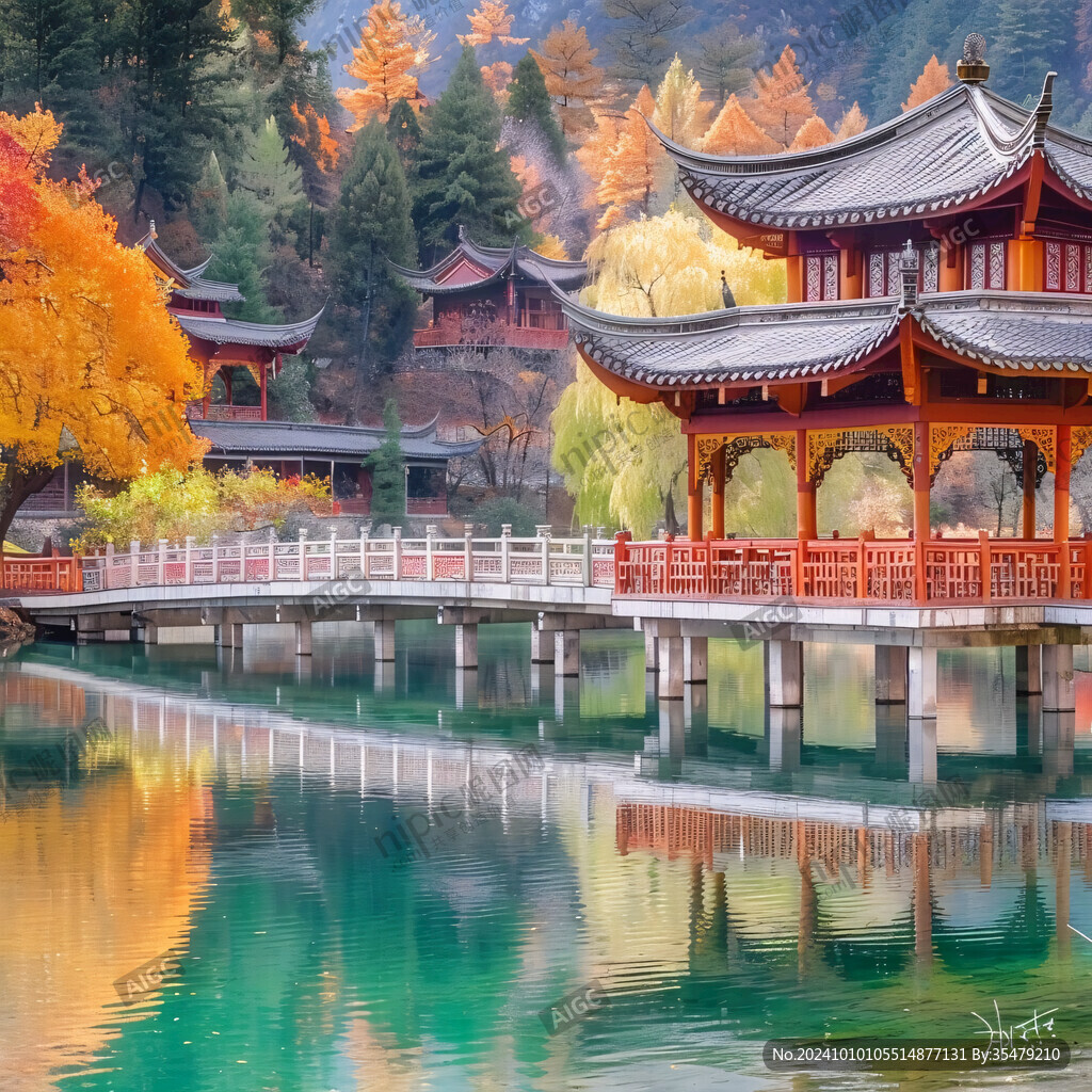 廊橋水中倒影