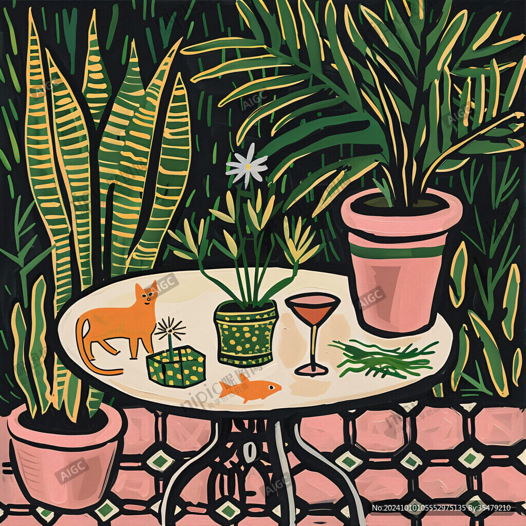 蛇形植物客廳裝飾插圖