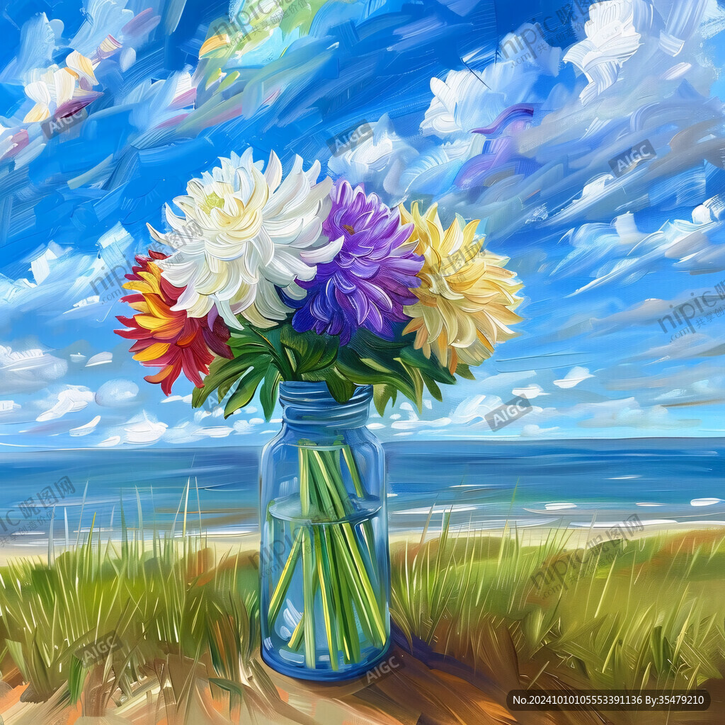 時尚花瓶油畫