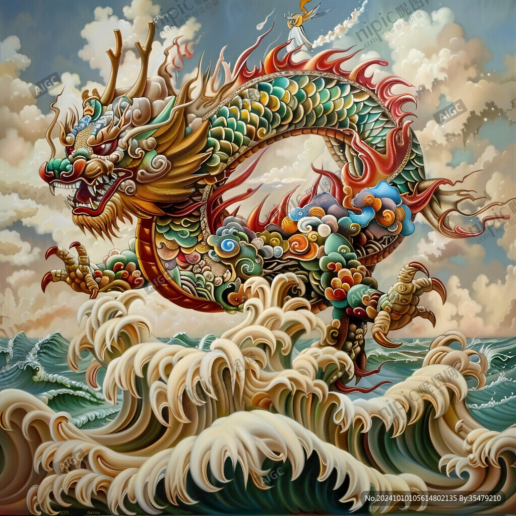 國潮龍壁畫