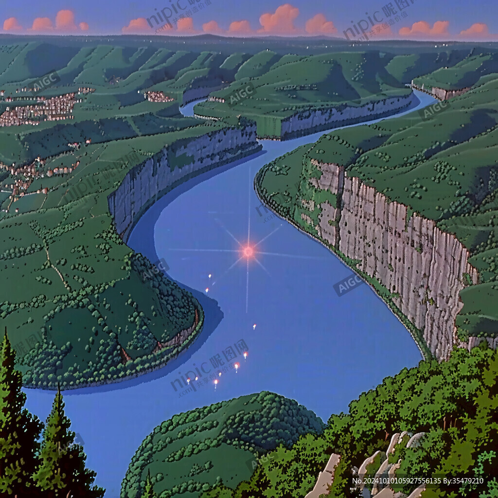 蜿蜒河道河谷