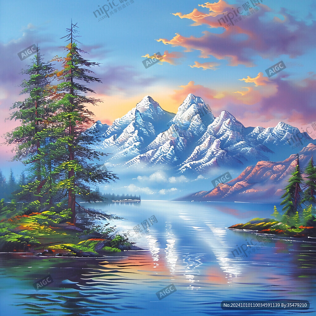 美麗山水風景繪畫風景