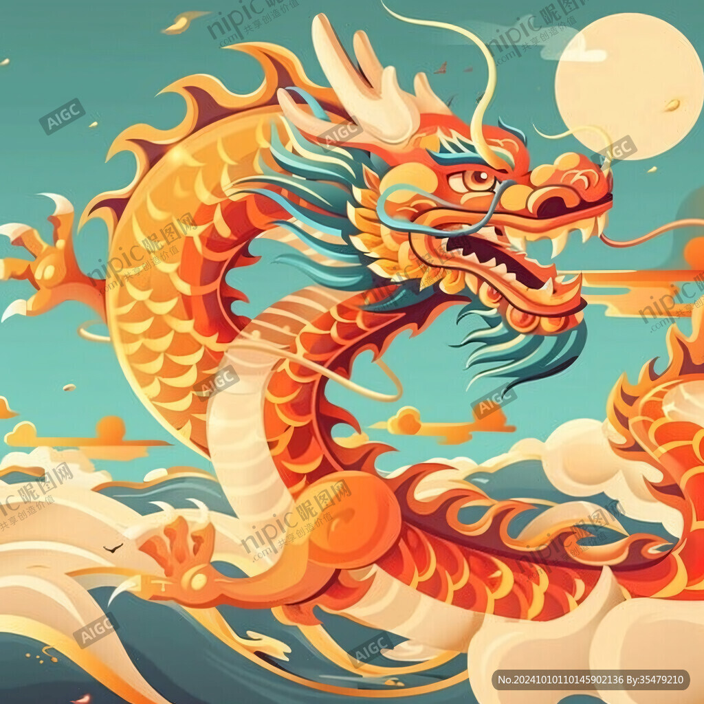 卡通龍國潮龍年