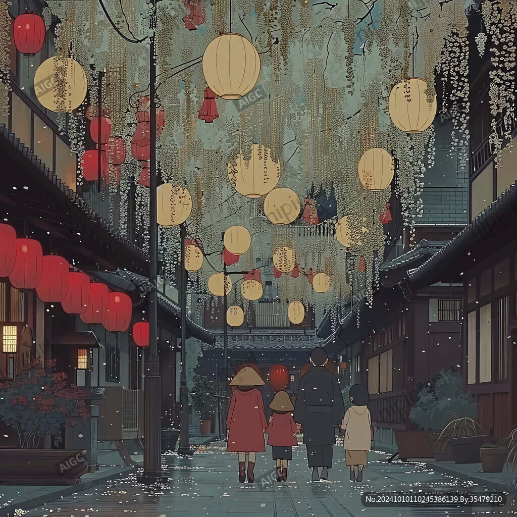 掛滿燈籠的街道