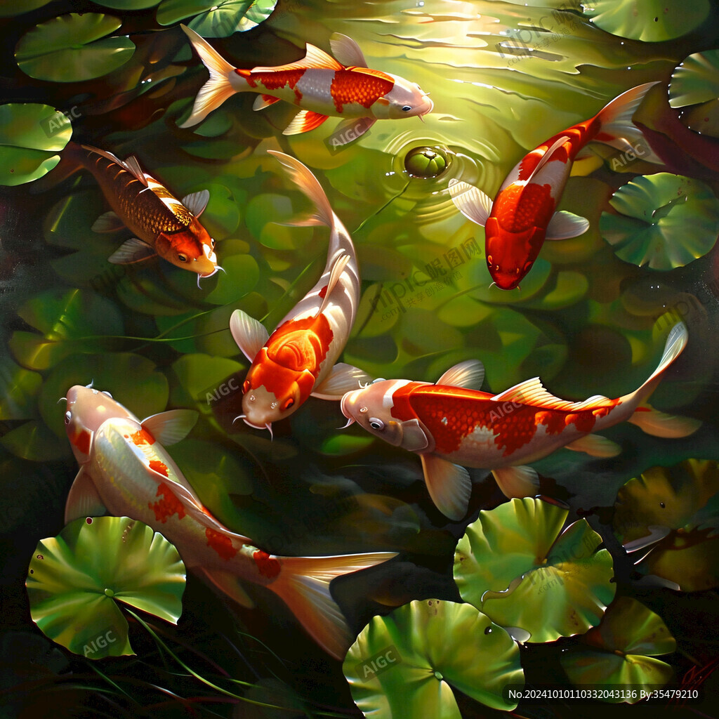 玄關(guān)九魚錦鯉插畫