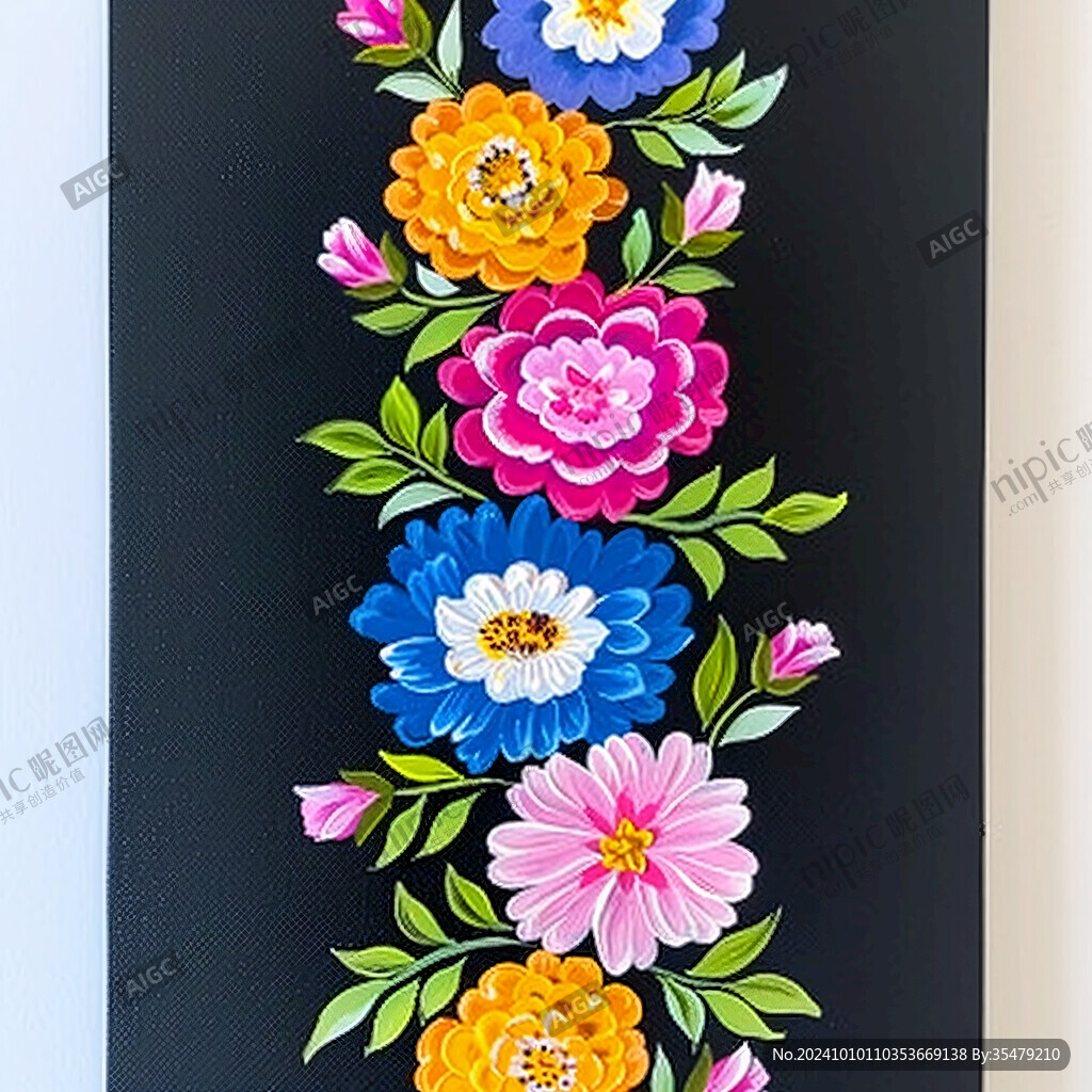 3d浮雕繽紛花卉