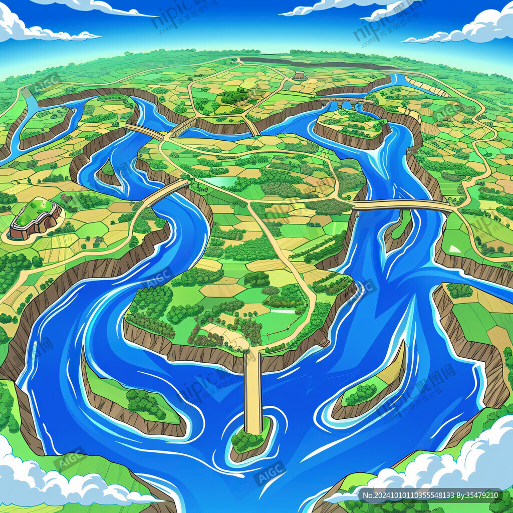 蜿蜒河道河谷