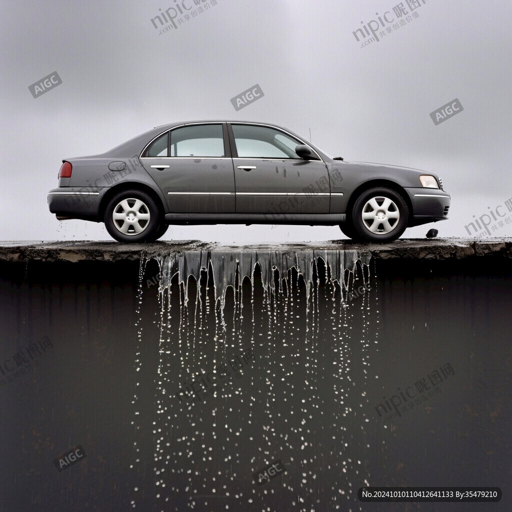 通過積水路的轎車