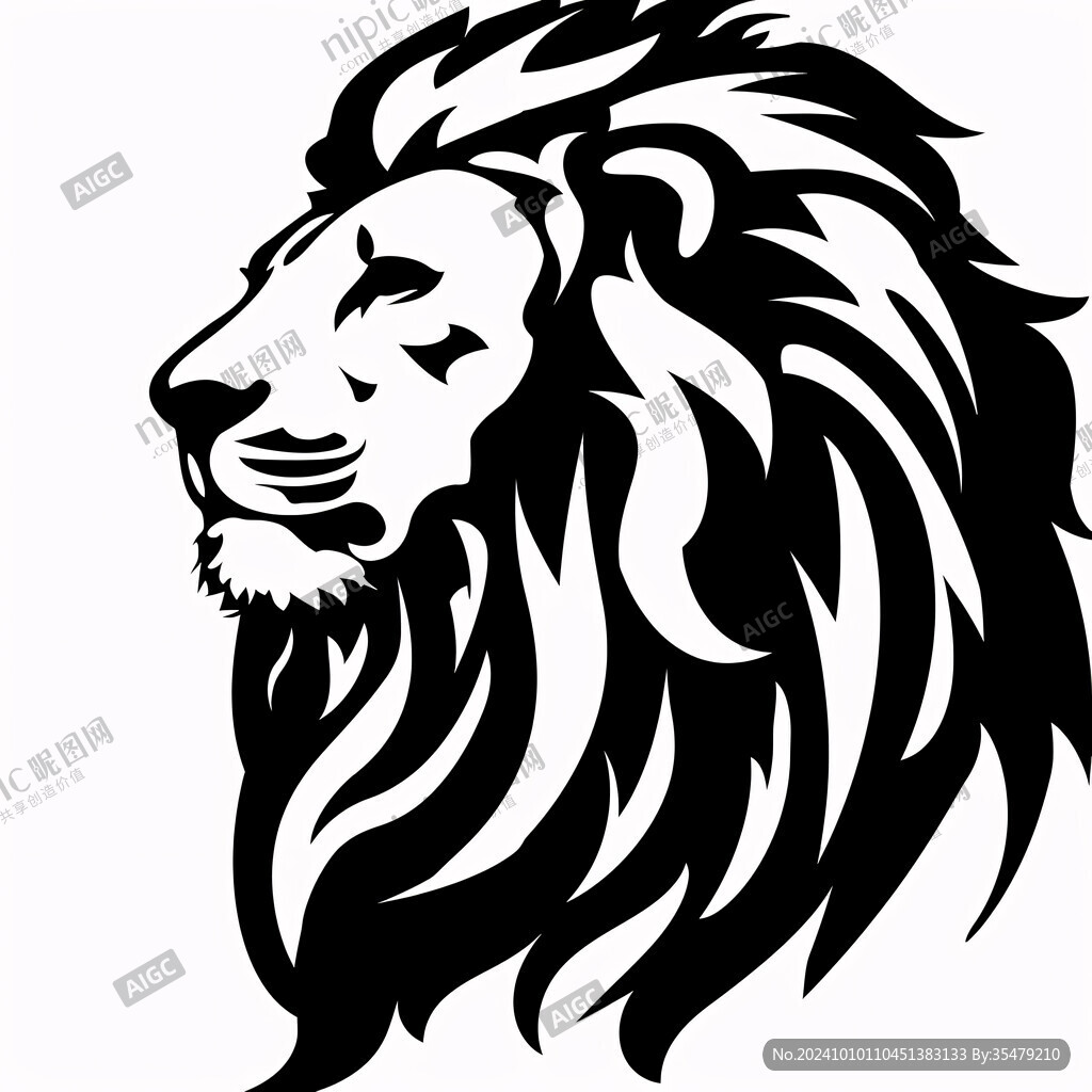黑白線(xiàn)條畫(huà)獅子