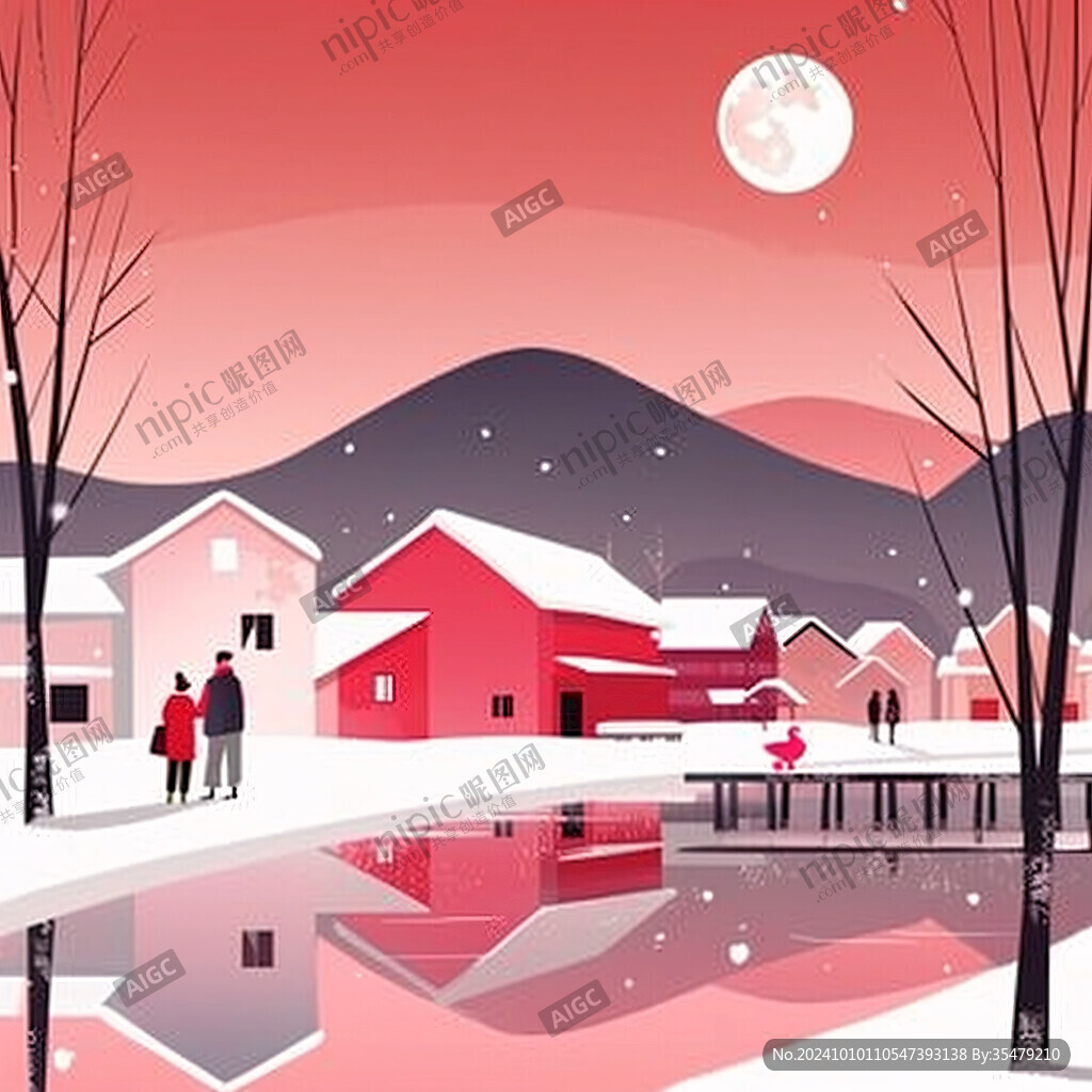 冬天雪景插畫(huà)