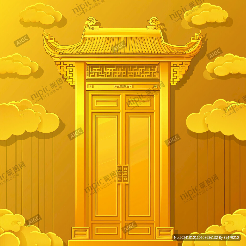 金色云紋大門