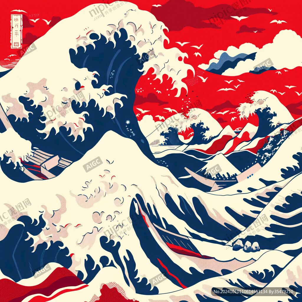 國潮海浪浪花