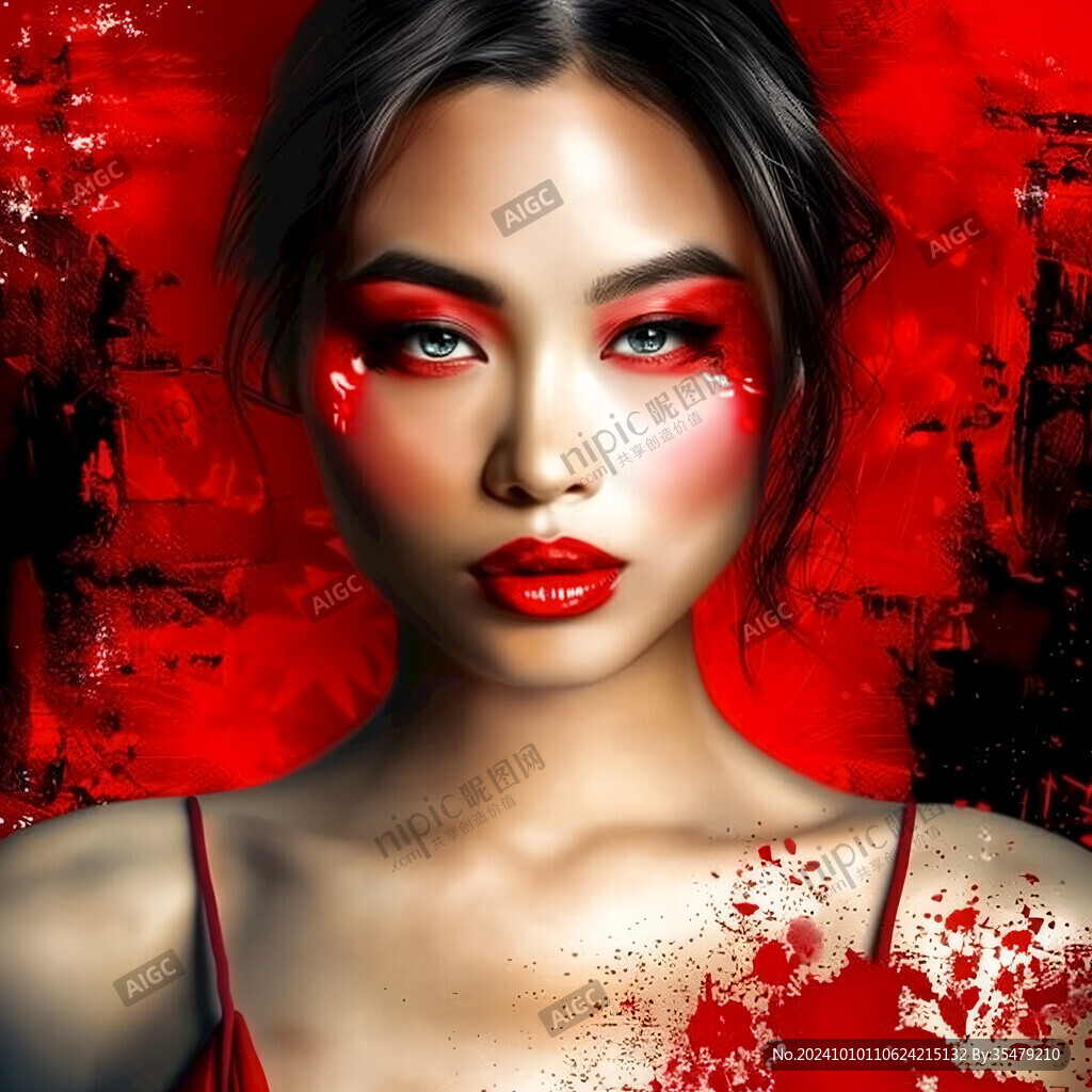 個性紅黑女人