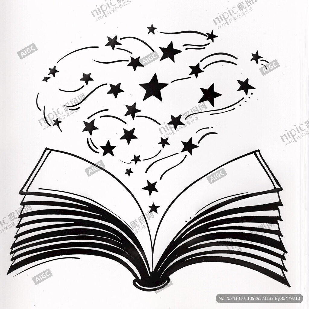 手繪素描書本圖書素材