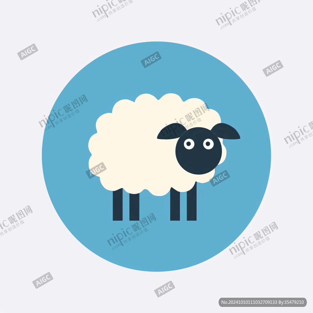扁平風羊插畫