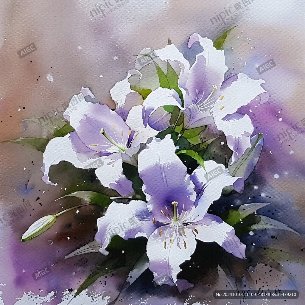 油畫花卉百合