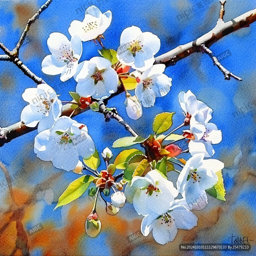 梨樹花枝花卉素材