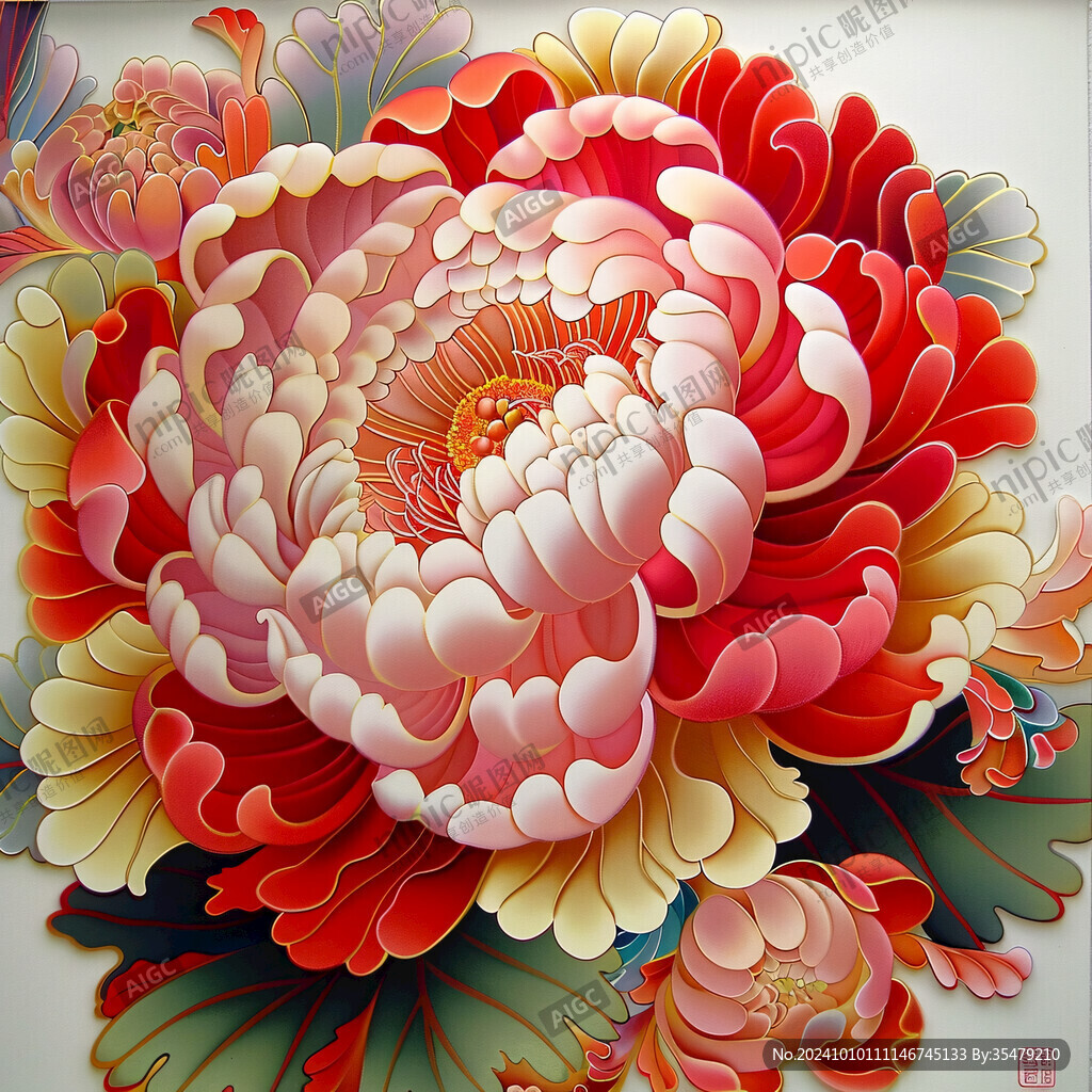 3d立體花卉牡丹