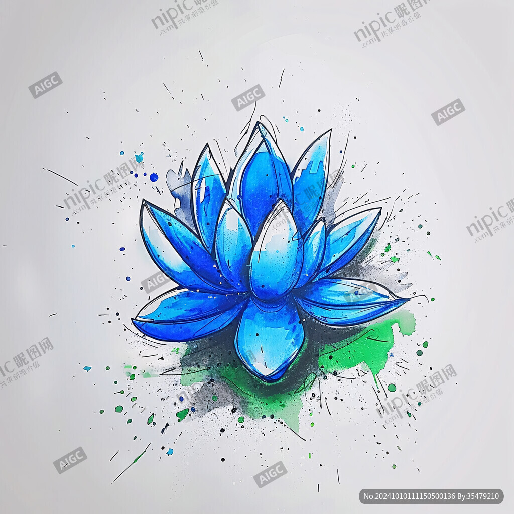 藍蓮花插畫